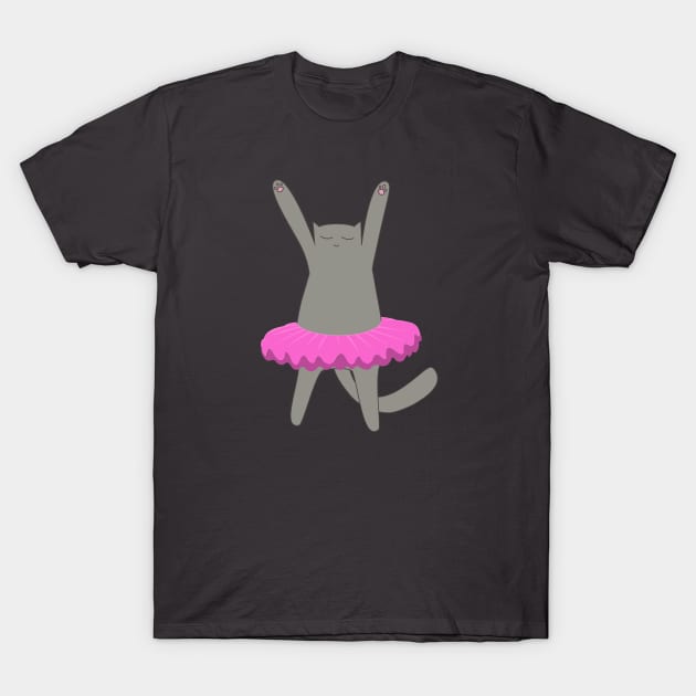 Gray cat dancing T-Shirt by papelosink